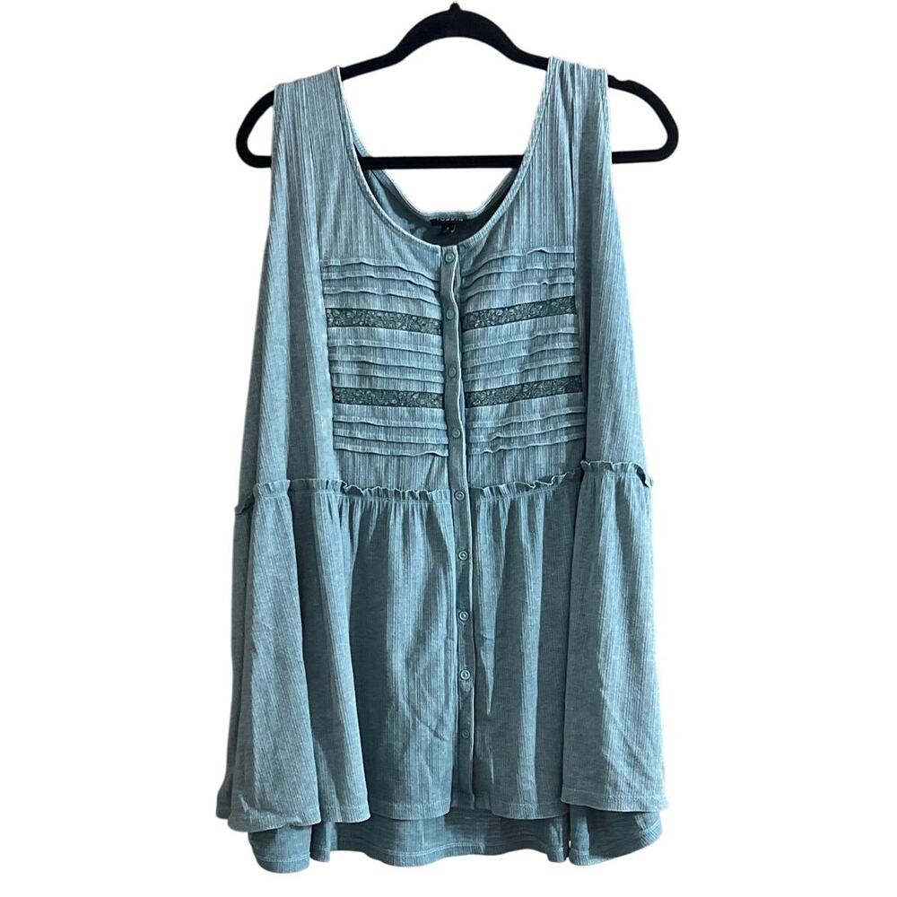 Torrid Women's Plus Size Blue Textured Jersey Scoop Neck Babydoll Size 4 4X